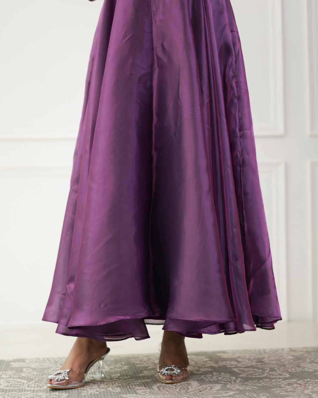 Luxe Iris Purple Organza Angrakha Kurta