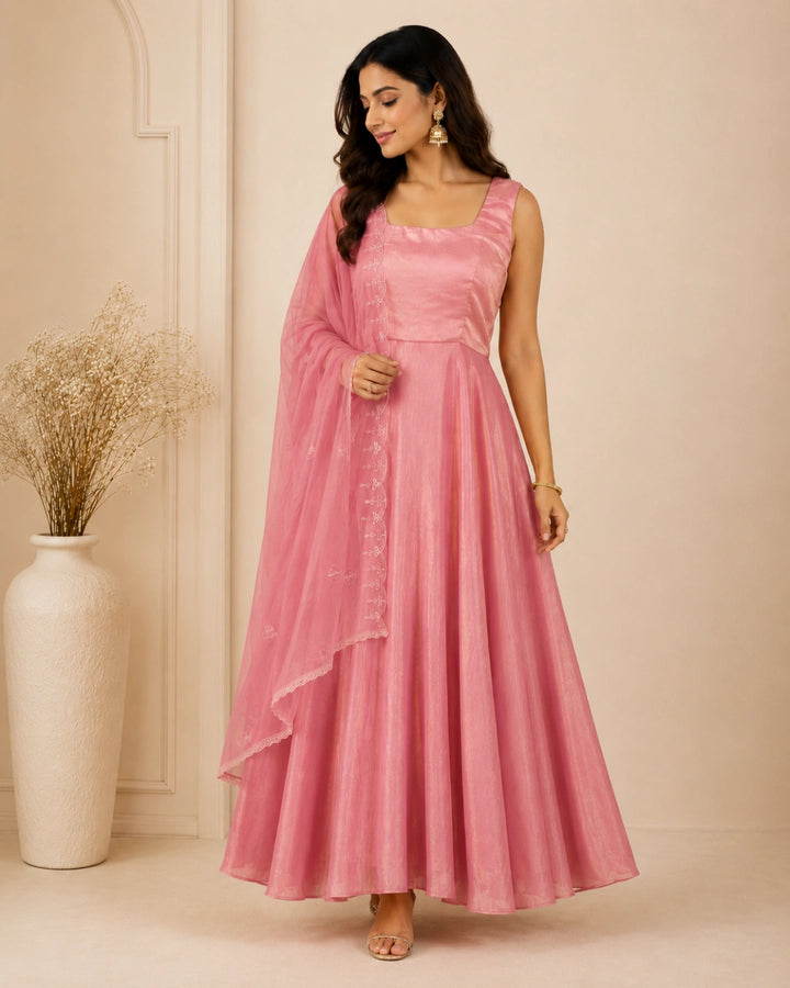 Kashni Organza Anarkali With Dupatta