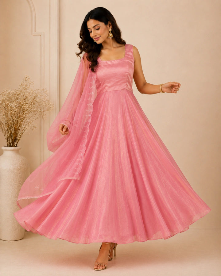 Kashni Organza Anarkali With Dupatta