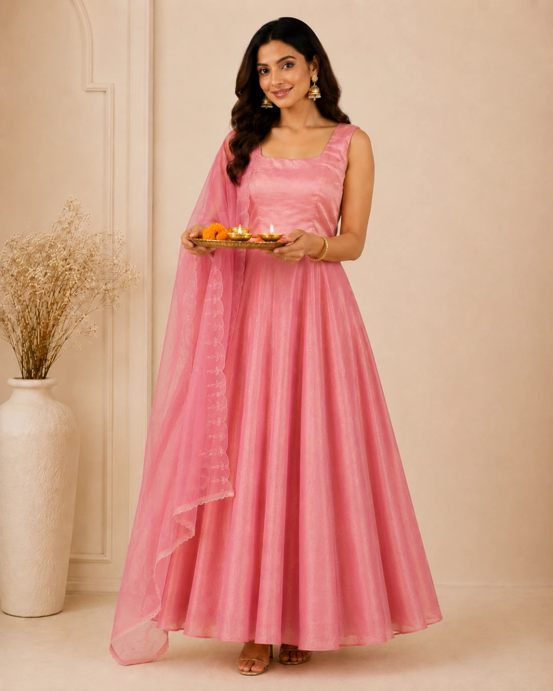 Kashni Organza Anarkali With Dupatta
