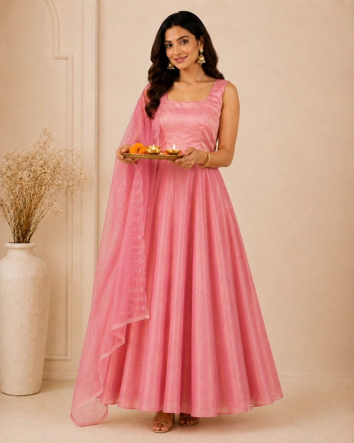 Kashni Organza Anarkali With Dupatta