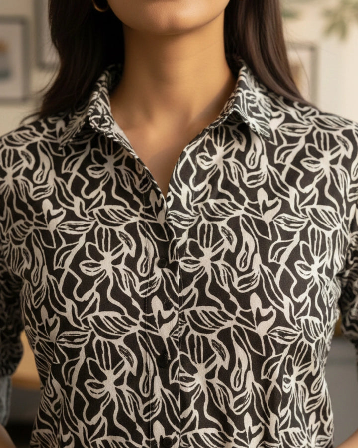Classic Cotton Print Shirt For Women