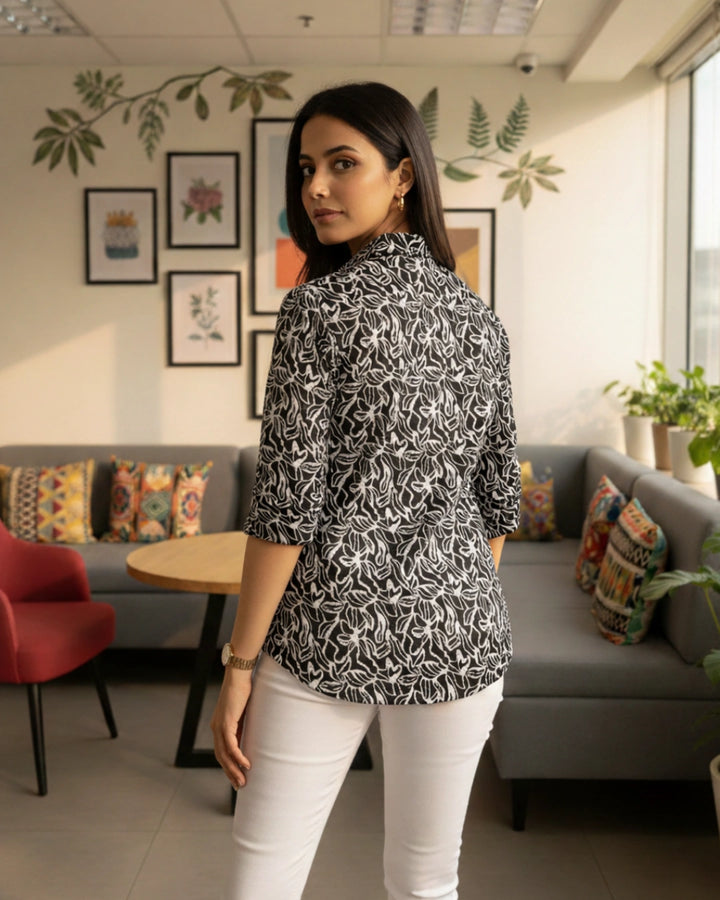 Classic Cotton Print Shirt For Women