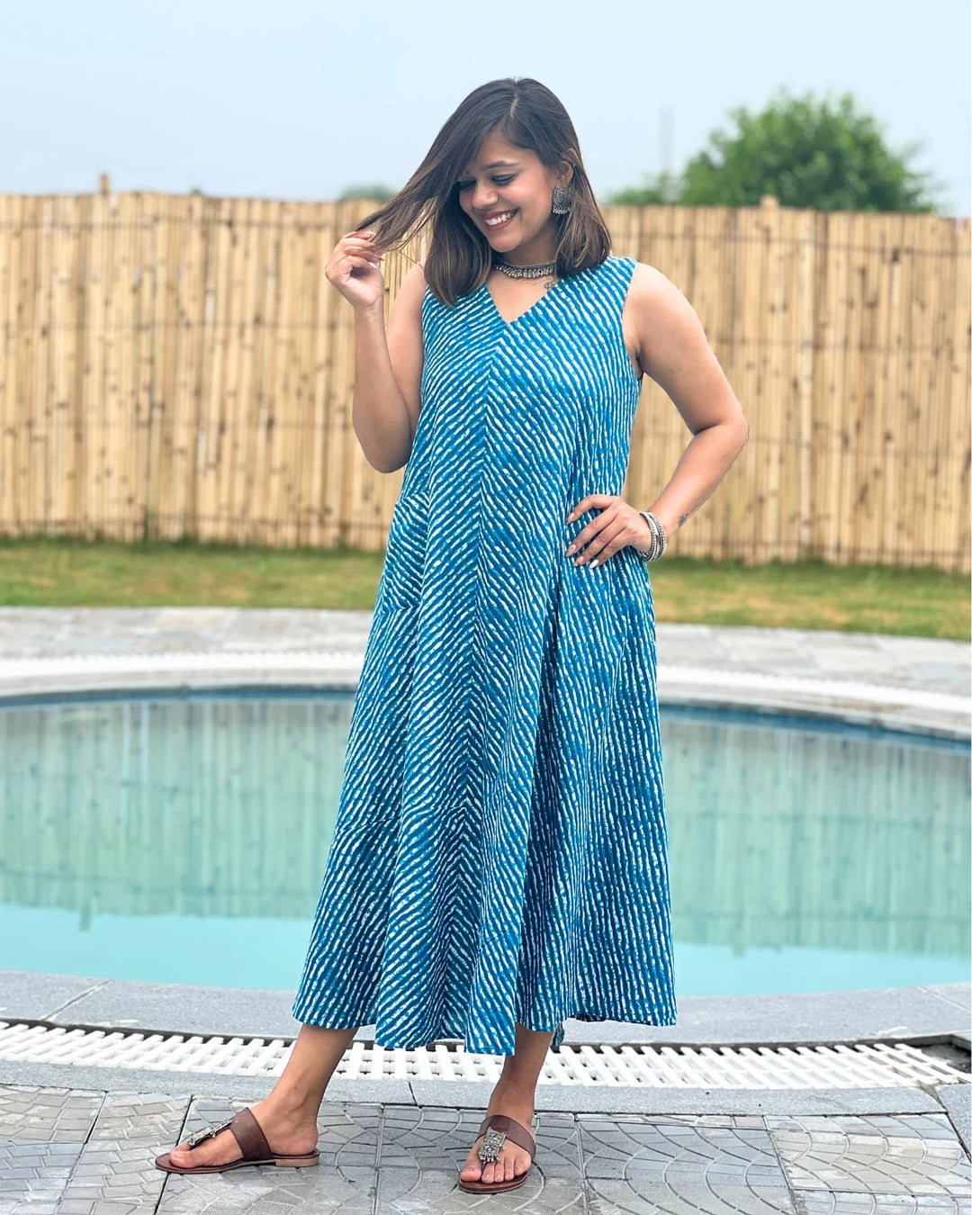 Lehariya Berry Blue Dress