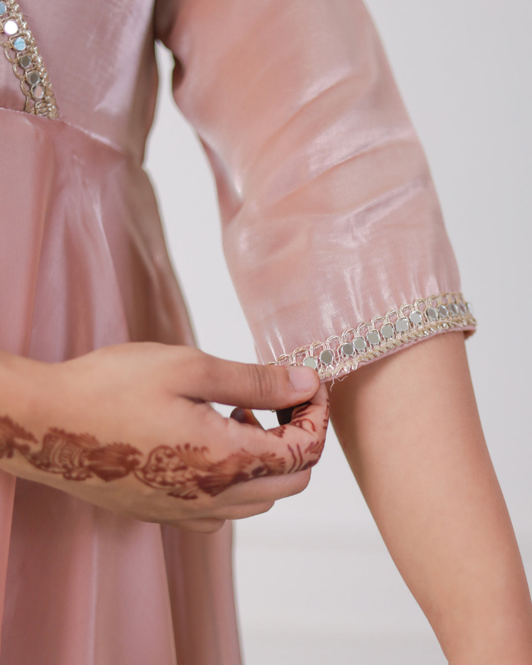 Light Pink Organza Angrakha Kurta