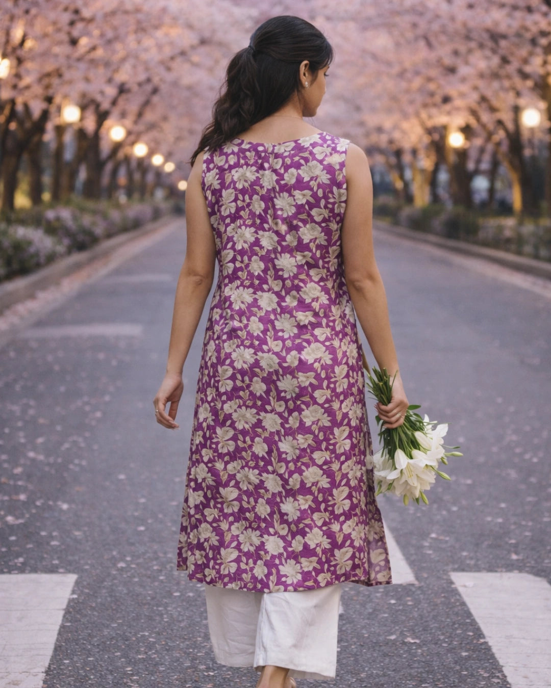 Azure Bloom Straight Cotton Kurta For Women