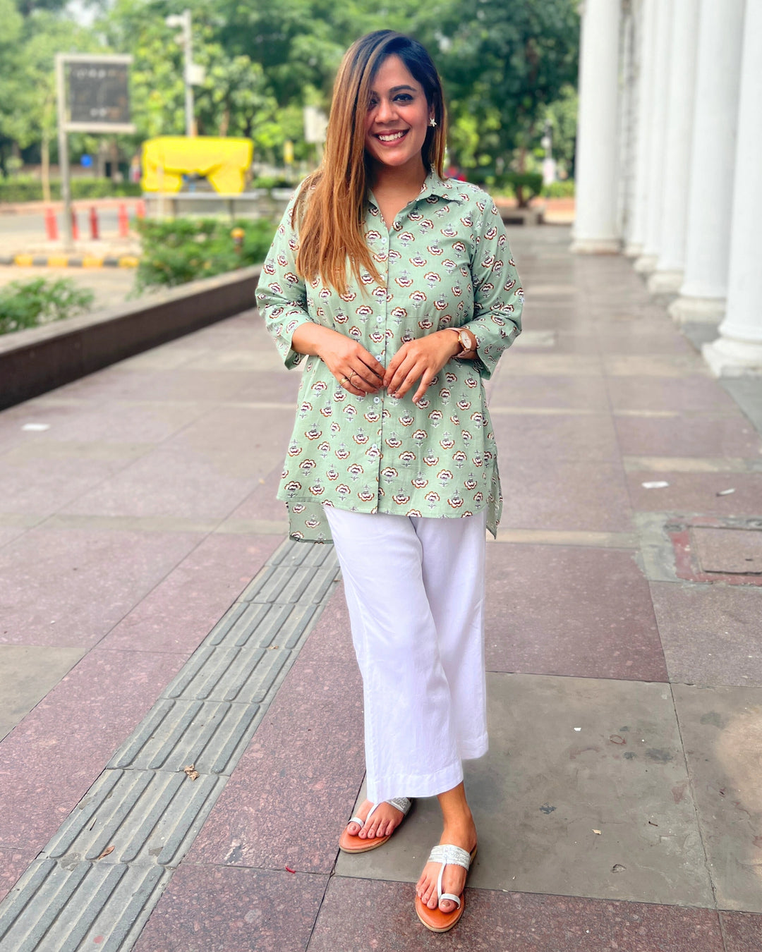 Mint Green Casual Cotton Shirt for Women