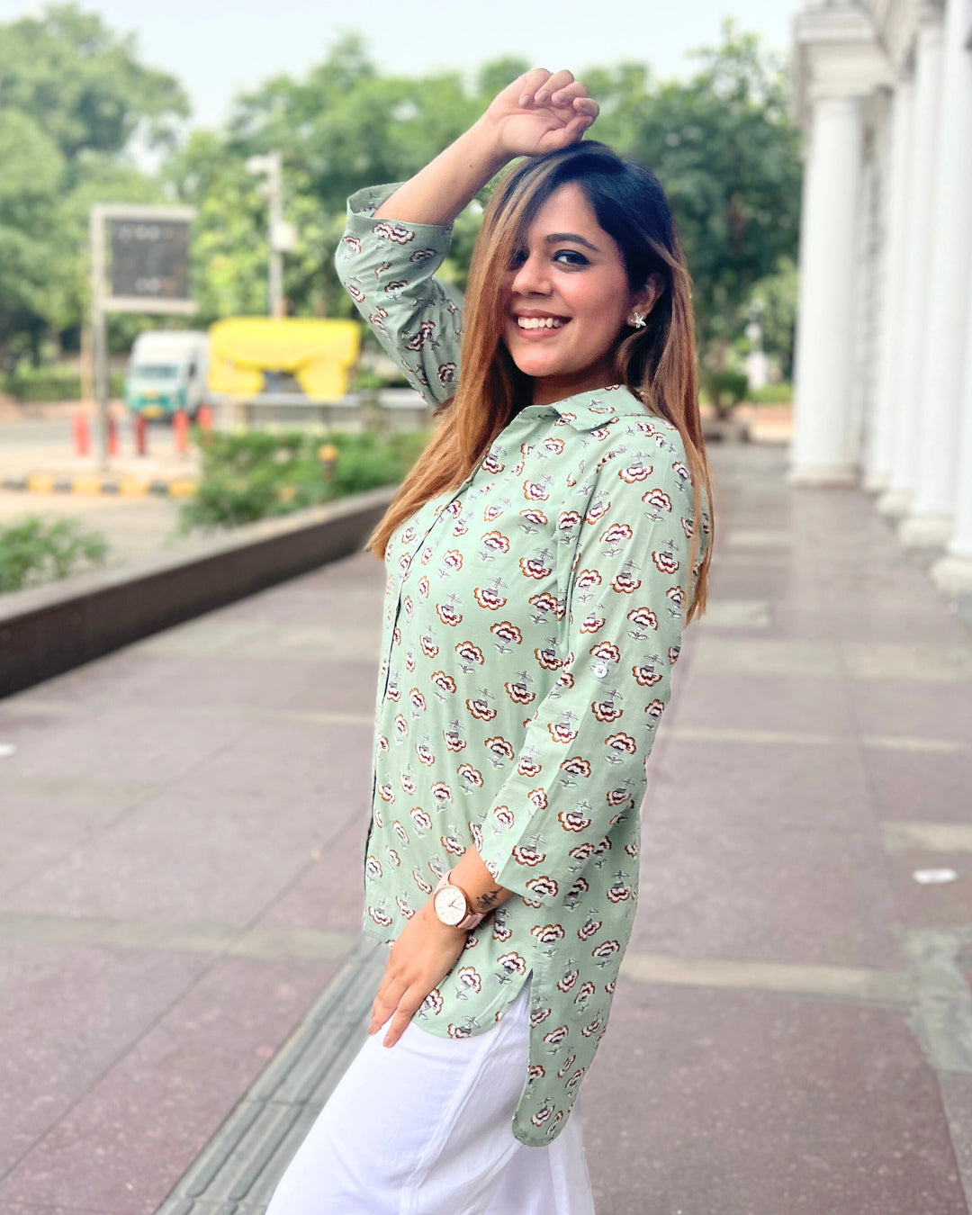 Mint Green Casual Cotton Shirt for Women