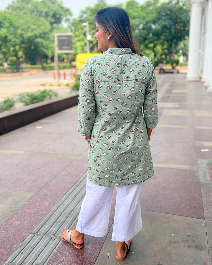 Mint Green Casual Cotton Shirt for Women