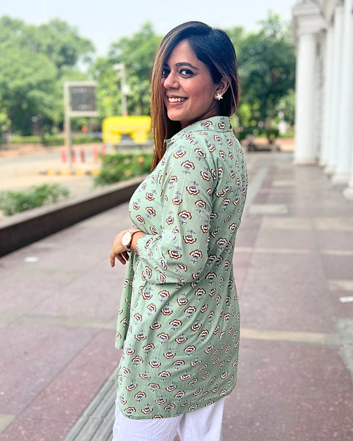 Mint Green Casual Cotton Shirt for Women