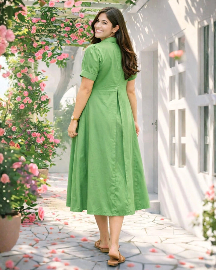 Mint Green Cotton Aline Dress