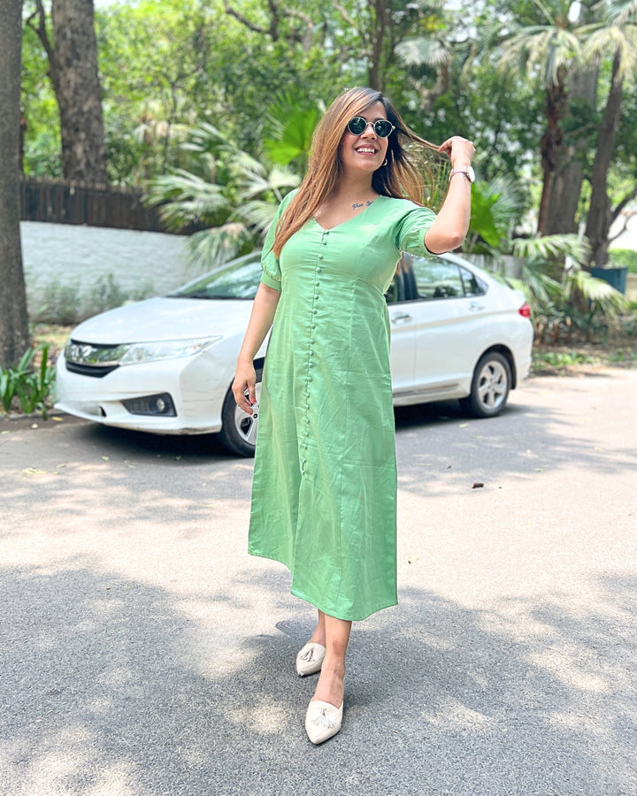 Mint Green Empire Cut Aline Dress
