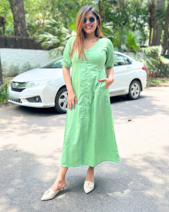 Mint Green Empire Cut Aline Dress