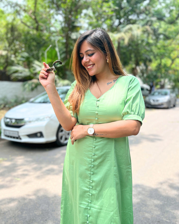 Mint Green Empire Cut Aline Dress