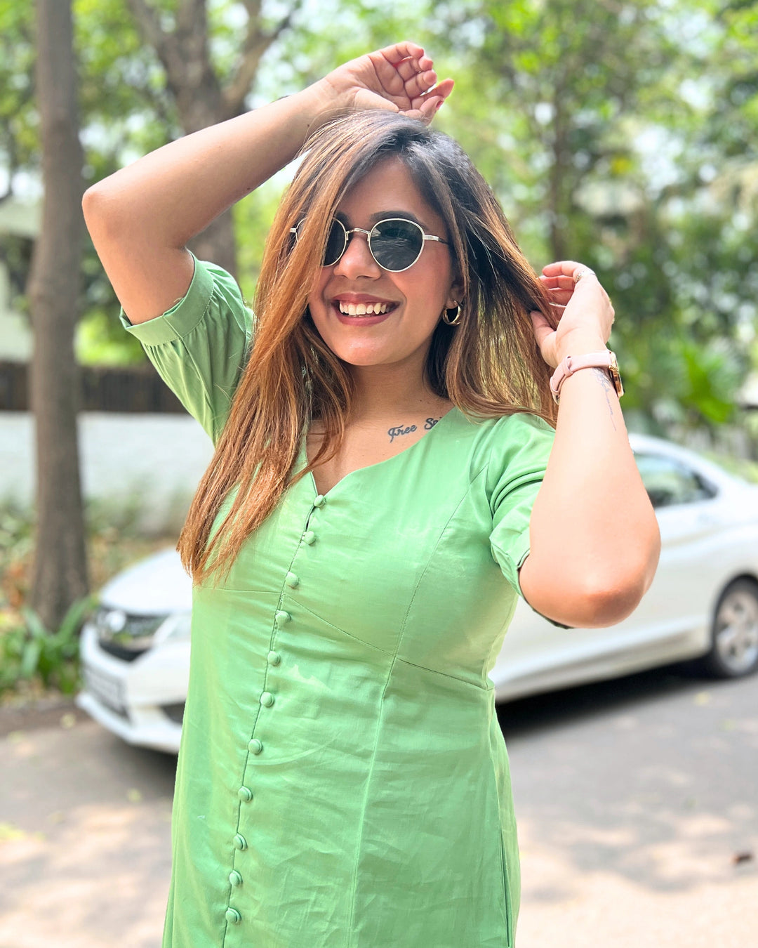 Mint Green Empire Cut Aline Dress