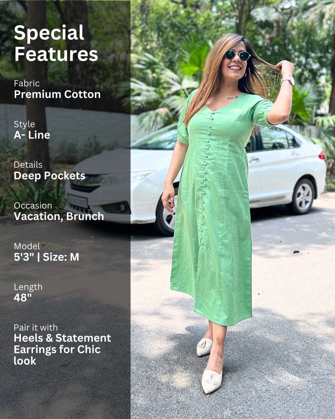 Mint Green Empire Cut Aline Dress