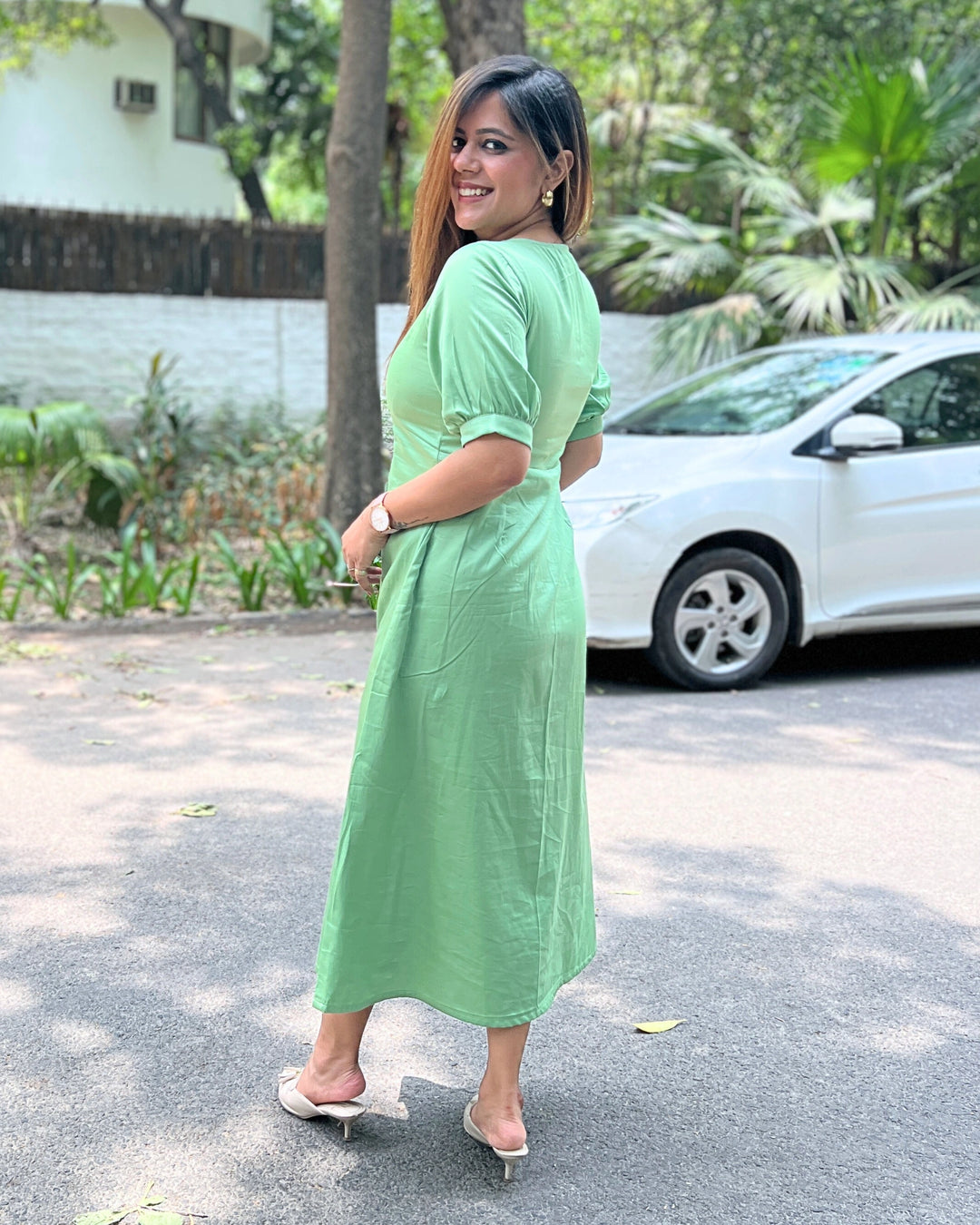 Mint Green Empire Cut Aline Dress