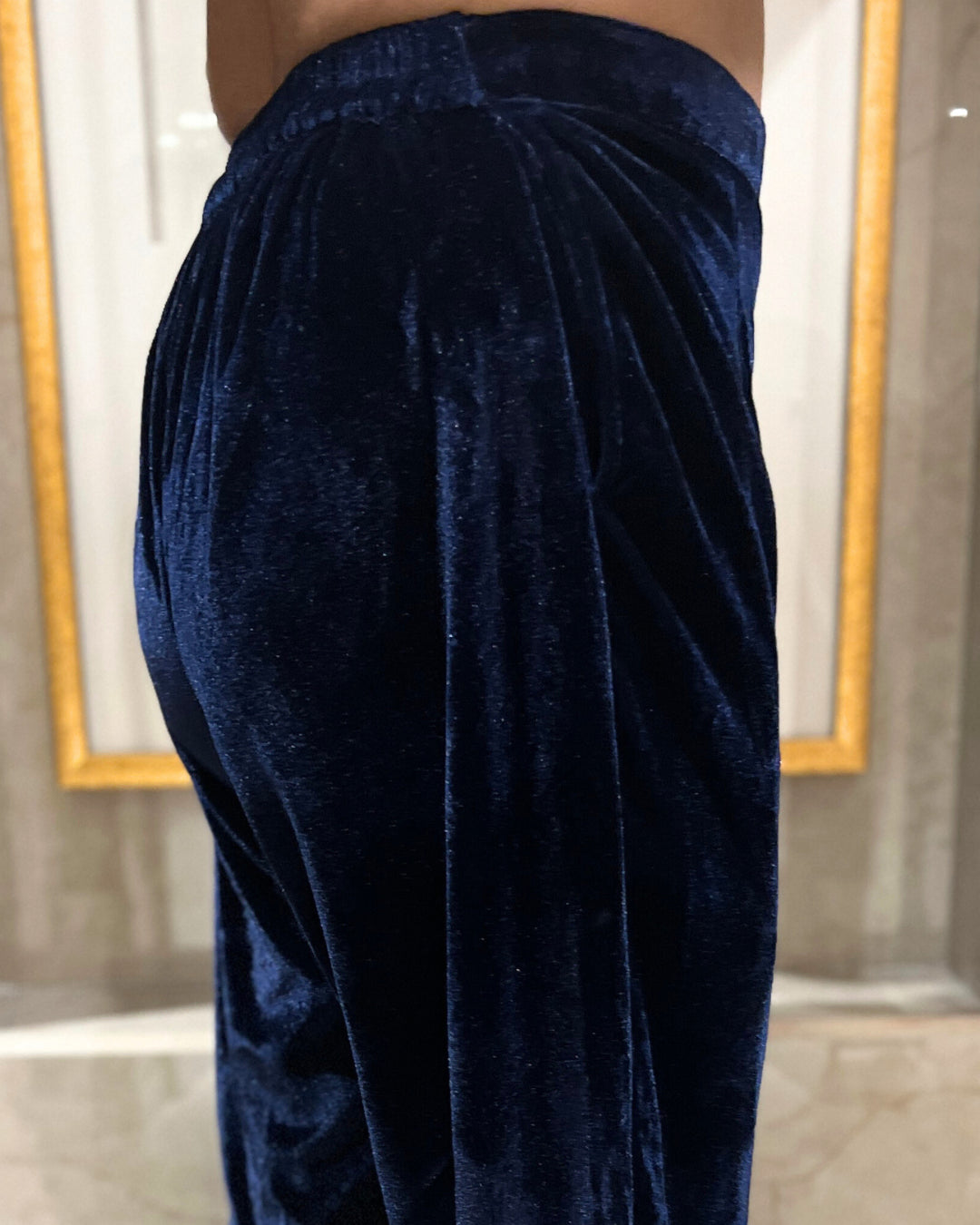 Navy Blue Velvet Kurta & Palazzo - Set of 2