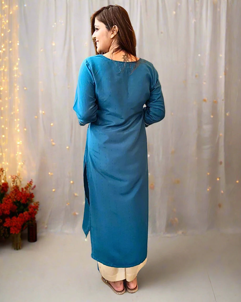 Ocean Blue Straight Kurta