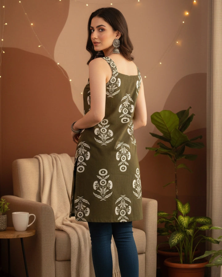 Mogra Print Cotton Kurti For Women