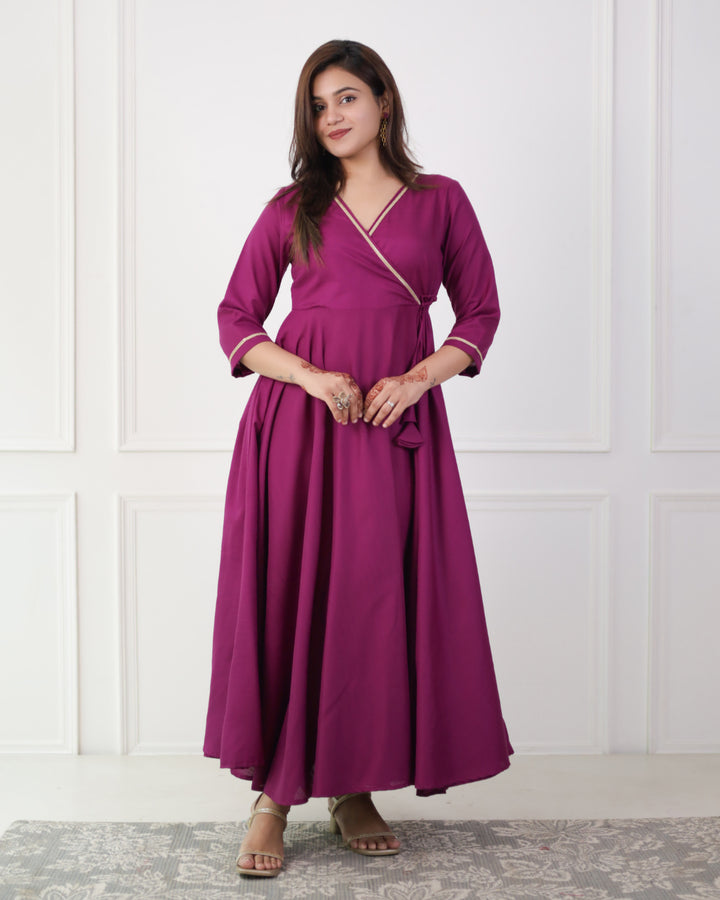 Orchid Violet Cotton Angrakha Kurta