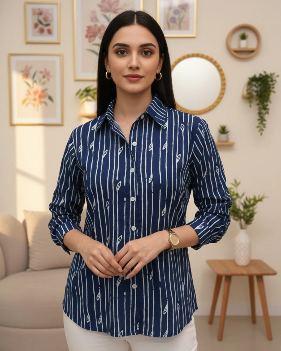 Classic Cotton Print Shirt For Women