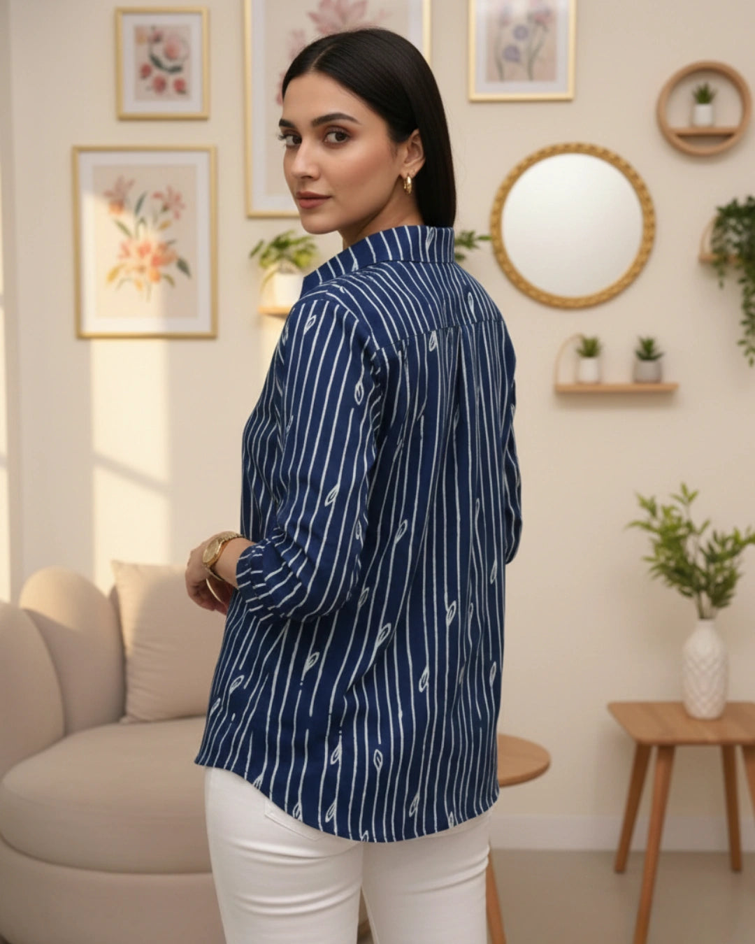 Paint Me Blue Women's Classic Cotton Shirt For Women