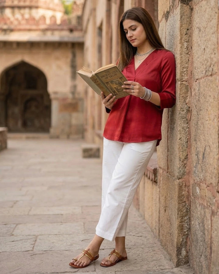 Paint the Town Red Satin Formal Top For Women