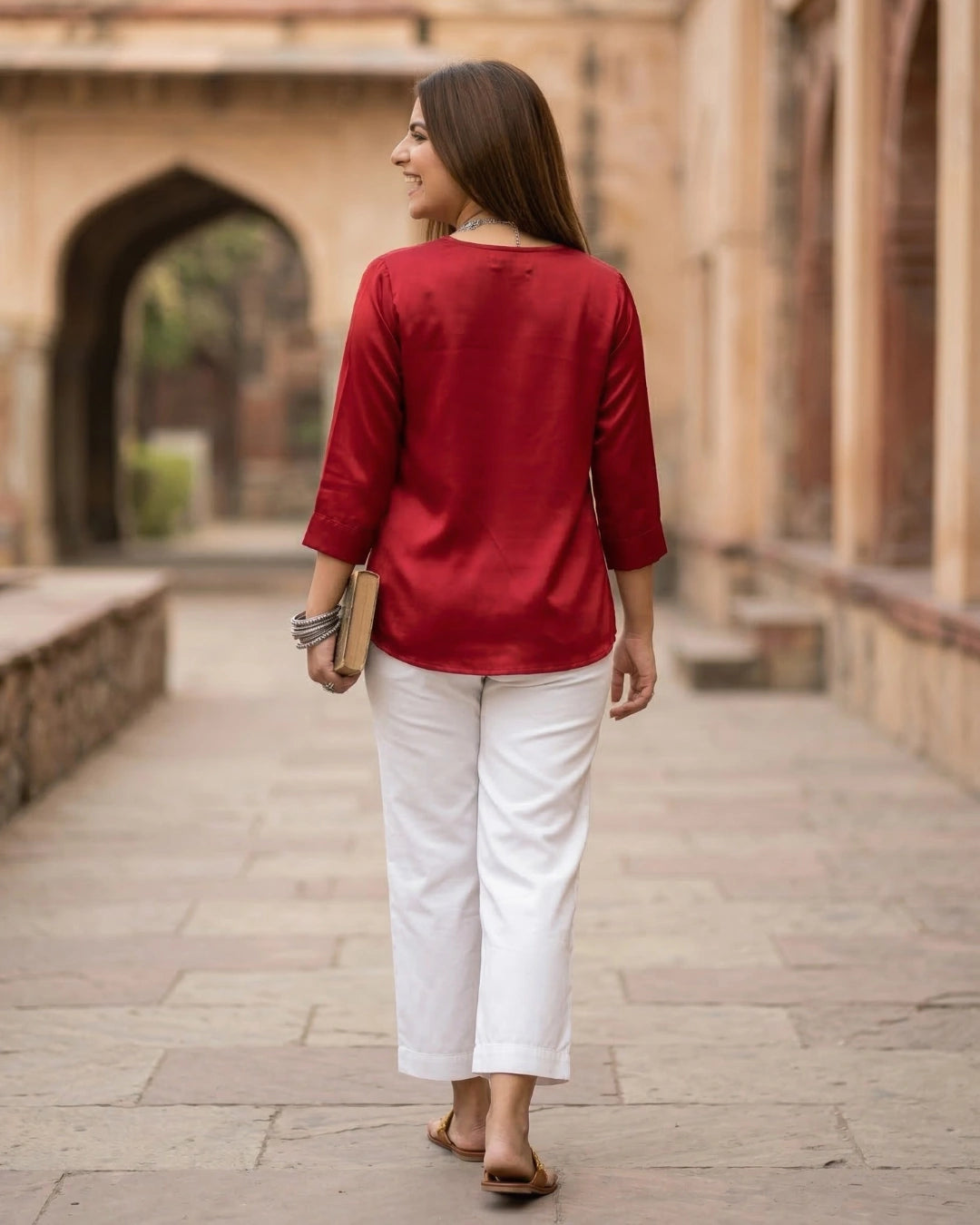 Paint the Town Red Satin Formal Top For Women