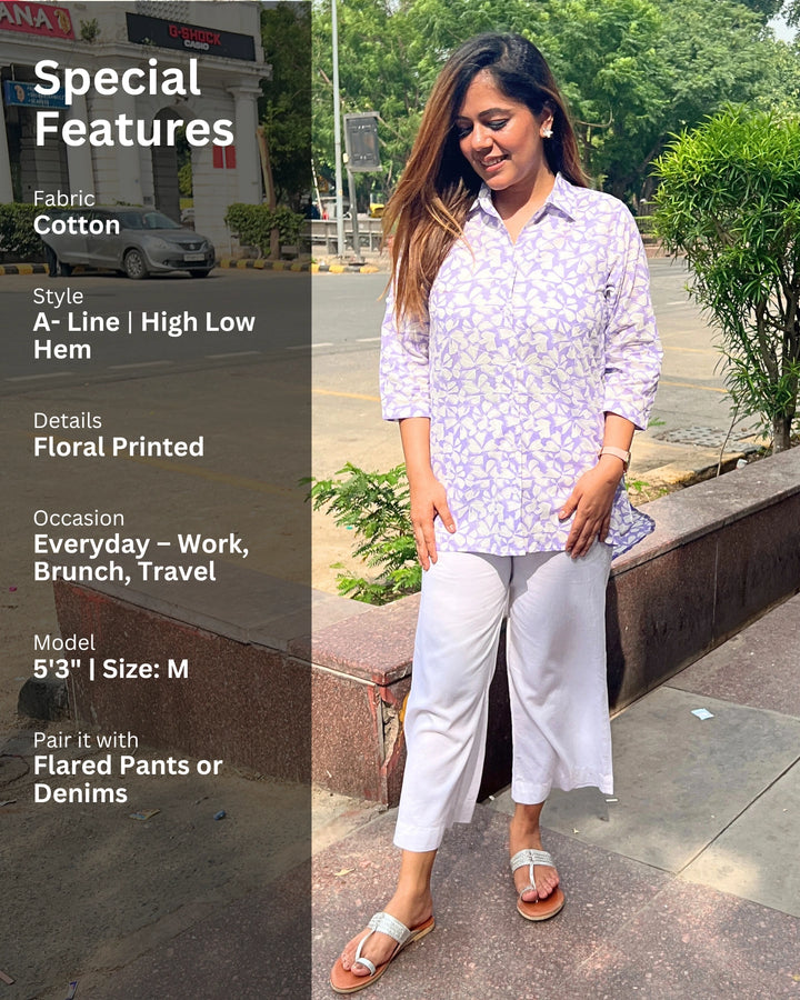 Pastel Lavender Floral Shirt for Women