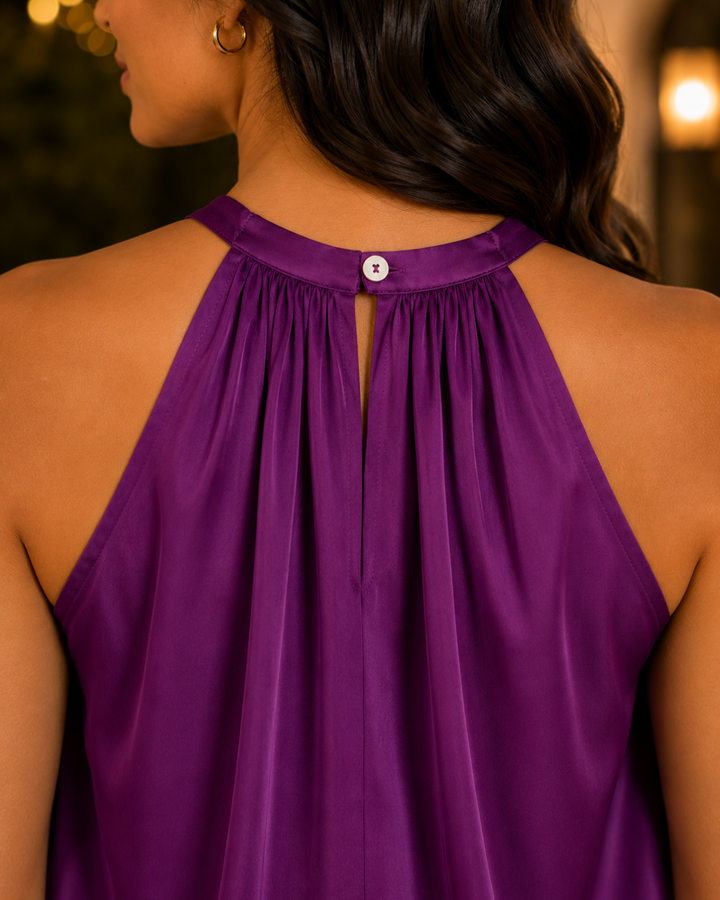 Petal Pink Luxe Satin Halter Top