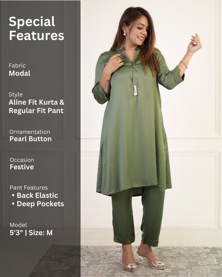 Pine Green Modal Kurta Set of 2