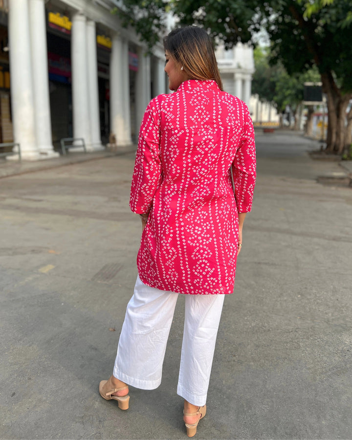 Pink Banjara Print Women’s Cotton A-Line Shirt