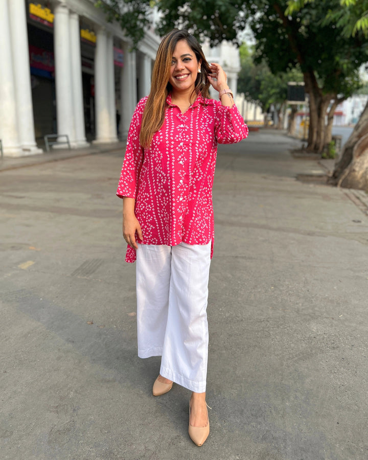 Pink Banjara Print Women’s Cotton A-Line Shirt