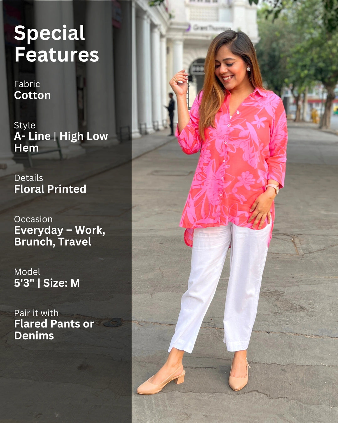 Pink Crush Floral Printed Shirt For Women