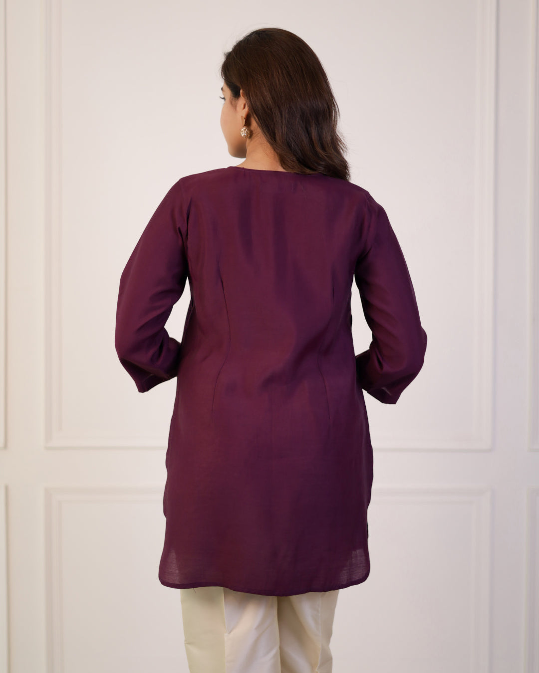 Plum Purple Solid Embellished Shirt