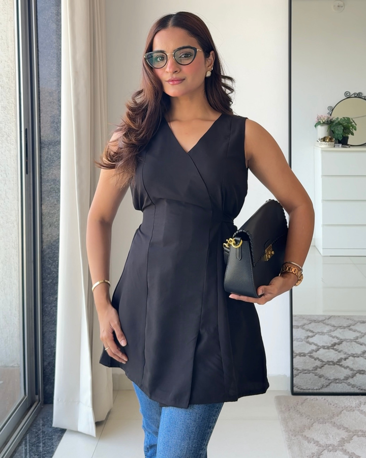 Power Blazer Crepe Top For Women