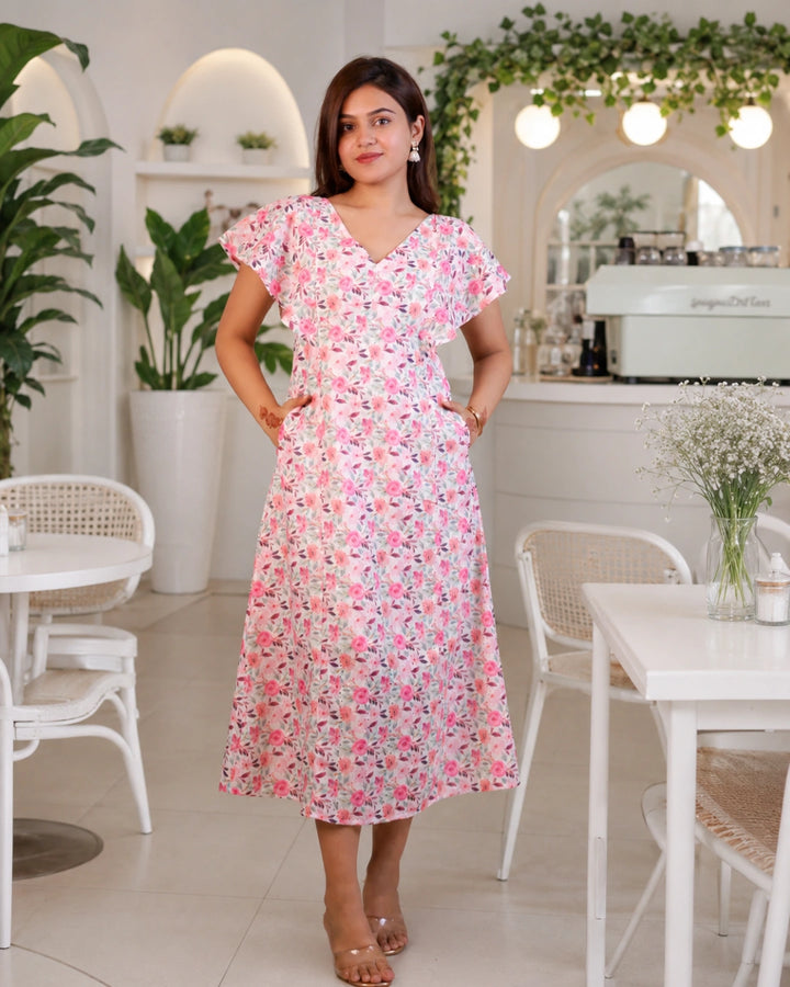 Purple Blush Schiffli Aline Cotton Dress