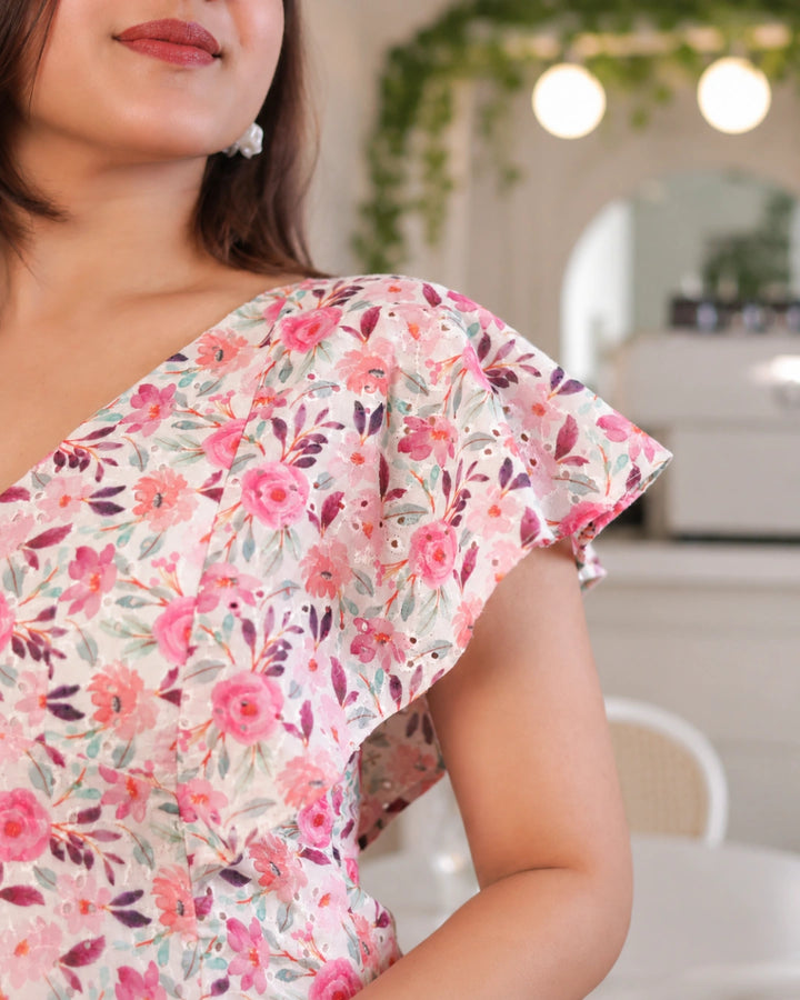 Purple Blush Schiffli Aline Cotton Dress