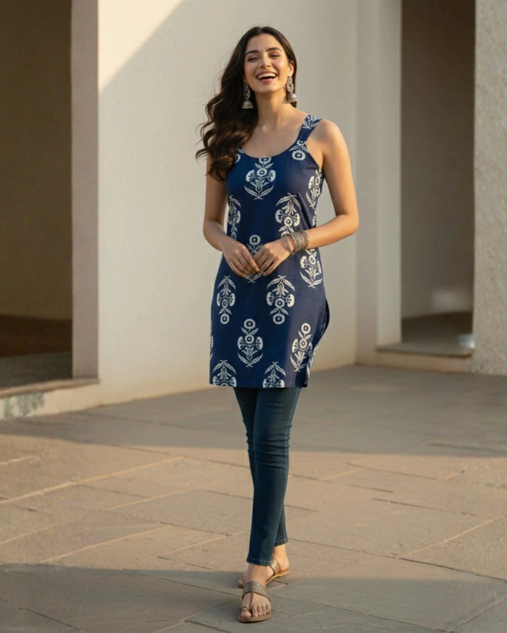Mogra Print Cotton Kurti For Women