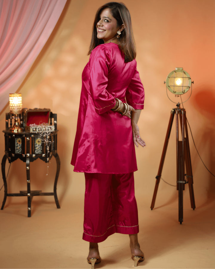 Rani Pink Silk Coord - Set of 2