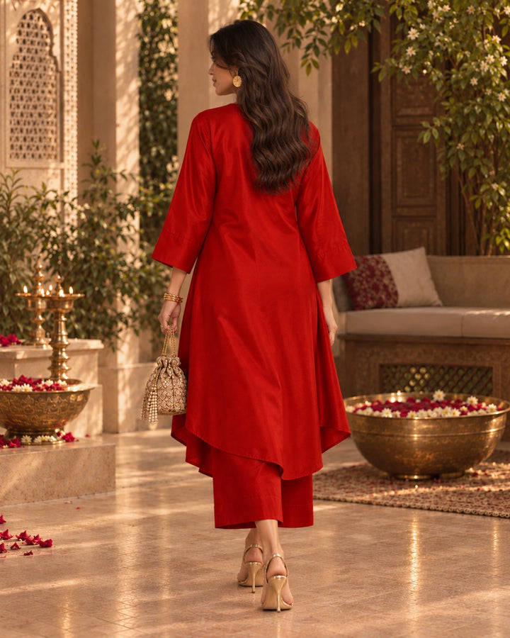 Red Grace Satin Co-ord Set