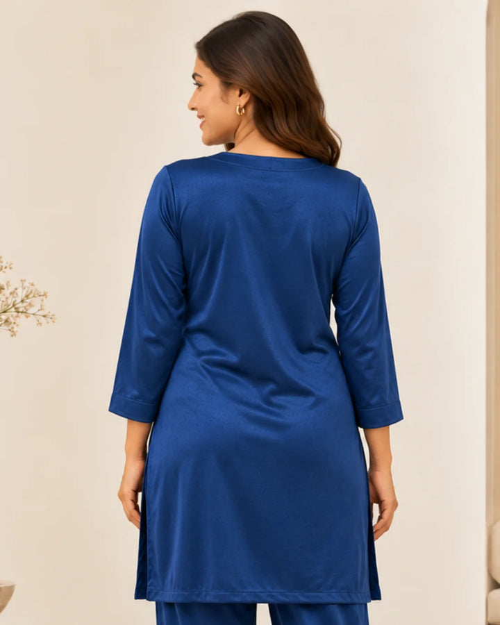 Royal Blue Velvet Straight Kurta
