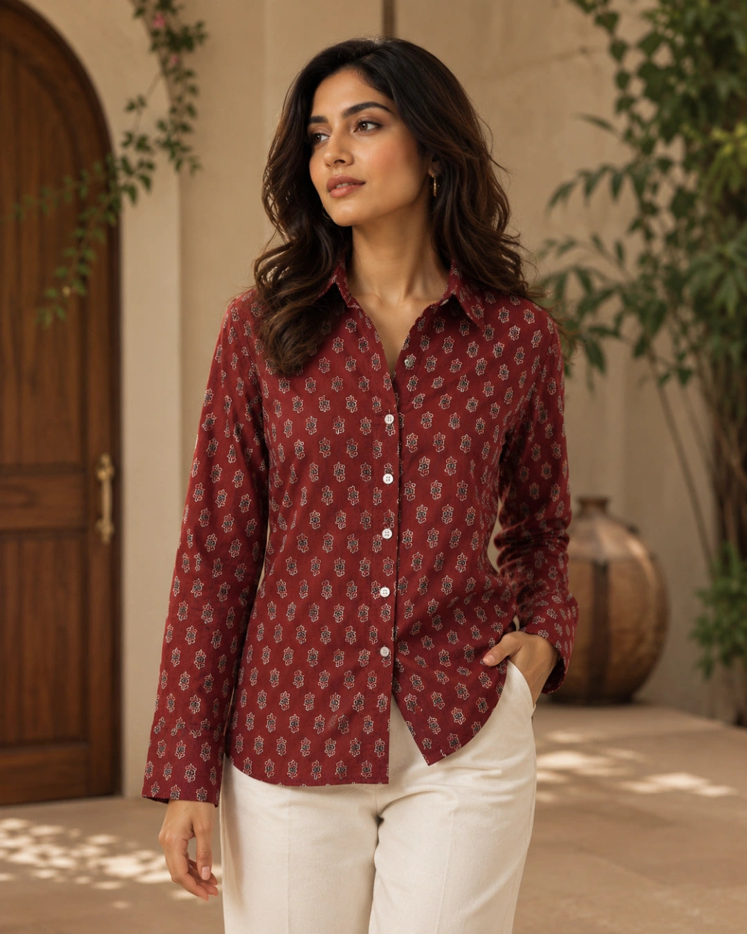 Ruby Bloom Printed Cotton Shirt For Women's