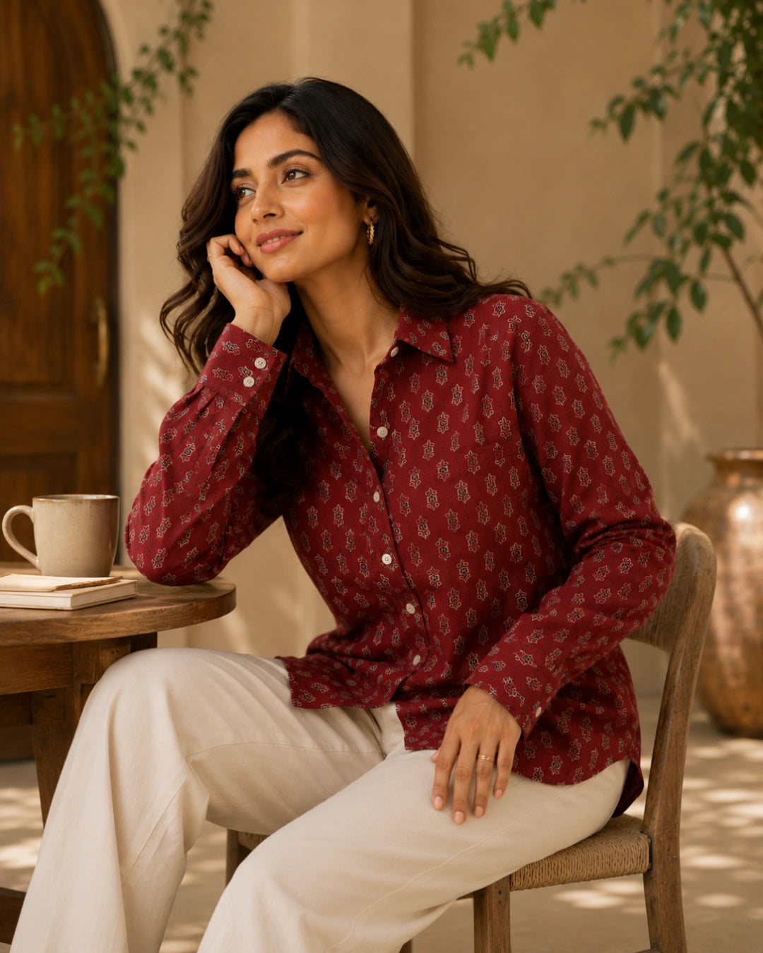 Ruby Bloom Printed Cotton Shirt For Women's