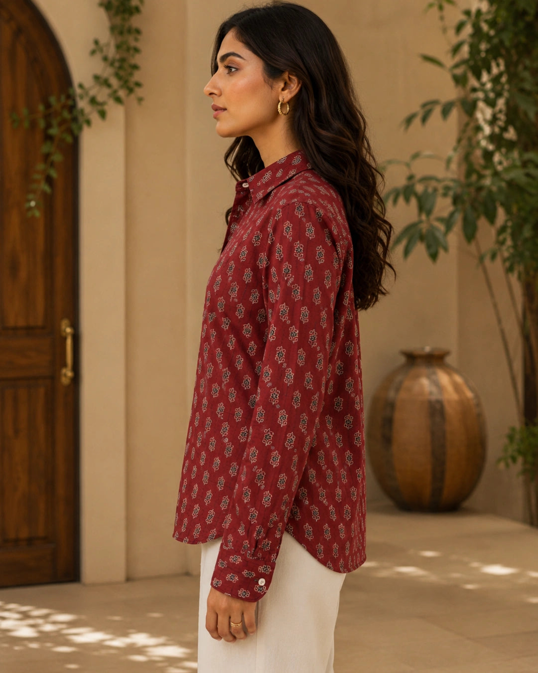 Ruby Bloom Printed Cotton Shirt For Women's