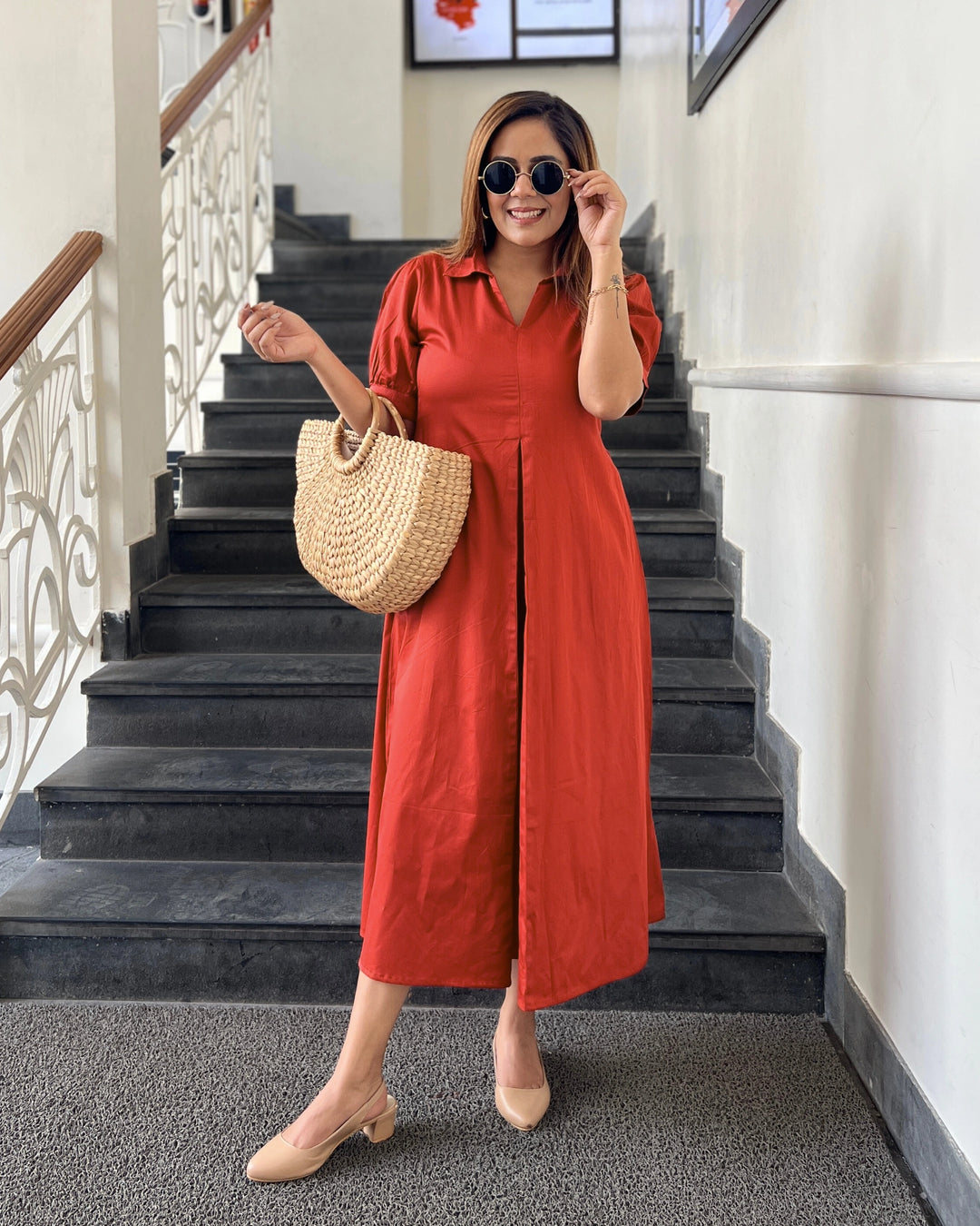 rust a line dress Rust One Shoulder A-line Chiffon Long Bridesmaid Dress with Slit Rust / US 14