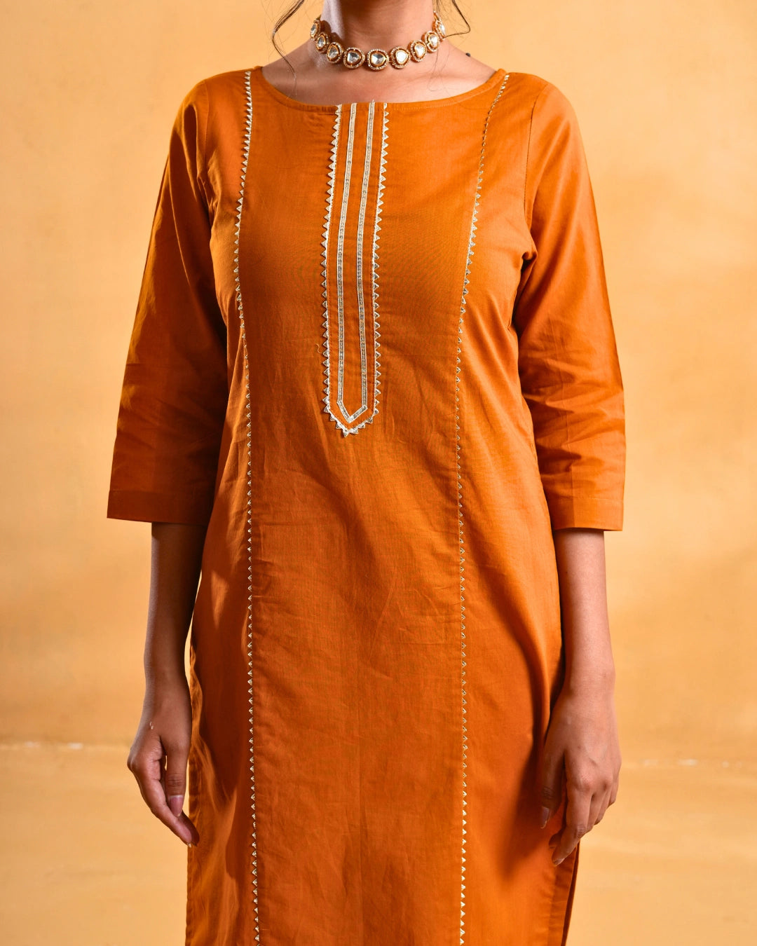 Mustard Yellow Cotton Suit For Women - Set of 3