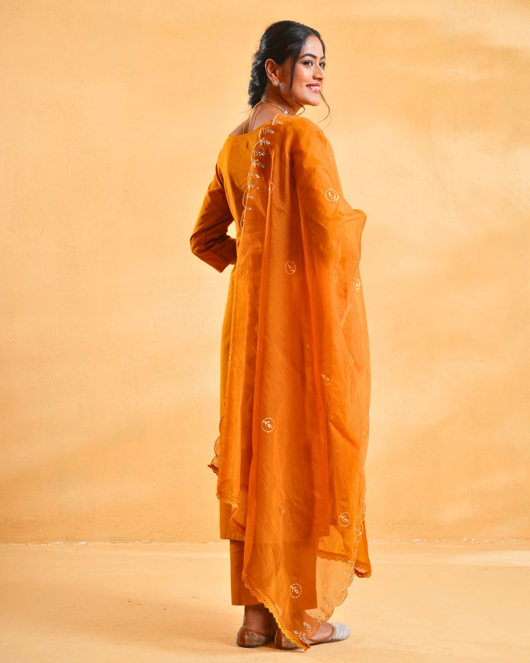 Mustard Yellow Cotton Suit For Women - Set of 3