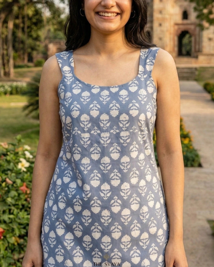 Beluga Yellow Roses Sleeveless Women's Short Kurti